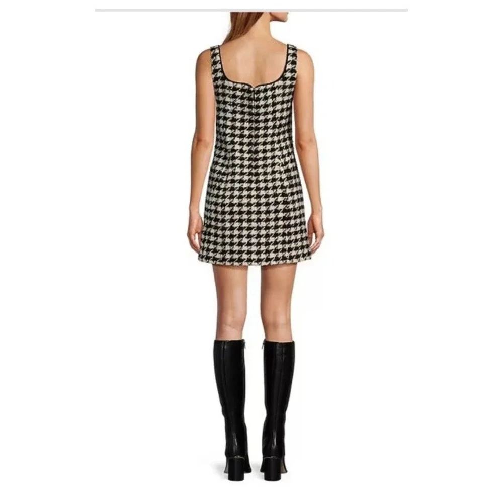 Antonio Melani Macy Wool Blend Houndstooth Square Neck Sleeveless Mini Dress 10 - Picture 1 of 14